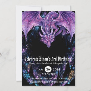 Invitation Anniversaire Dragon Aquarelle