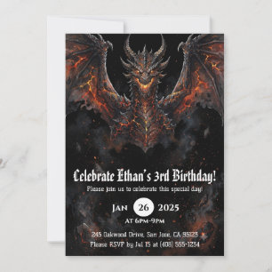 Invitation Anniversaire Dragon Aquarelle
