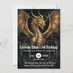 Invitation Anniversaire Dragon Aquarelle