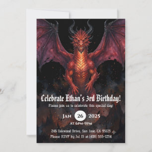 Invitation Anniversaire Dragon Aquarelle