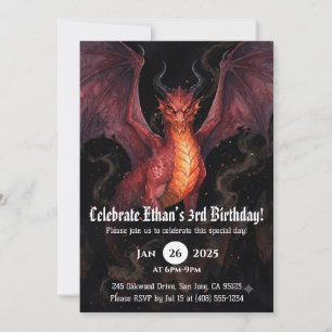 Invitation Anniversaire Dragon Aquarelle