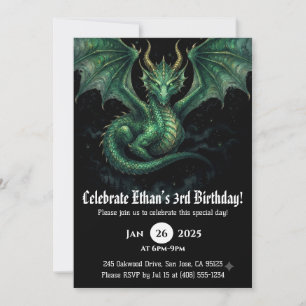 Invitation Anniversaire Dragon Aquarelle