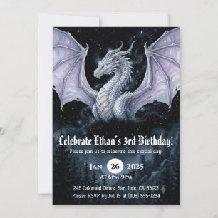 Invitation Anniversaire Dragon Aquarelle