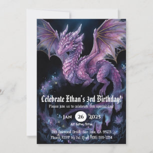 Invitation Anniversaire Dragon Aquarelle