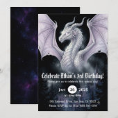 Invitation Anniversaire Dragon Aquarelle (Devant / Derrière)