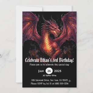 Invitation Anniversaire Dragon Aquarelle