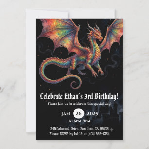 Invitation Anniversaire Dragon Aquarelle