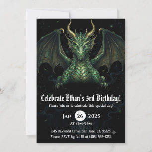 Invitation Anniversaire Dragon Aquarelle