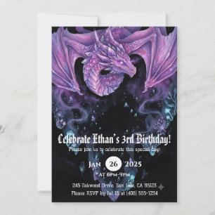 Invitation Anniversaire Dragon Aquarelle