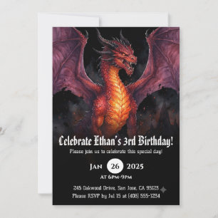 Invitation Anniversaire Dragon Aquarelle
