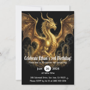 Invitation Anniversaire Dragon Aquarelle