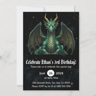 Invitation Anniversaire Dragon Aquarelle