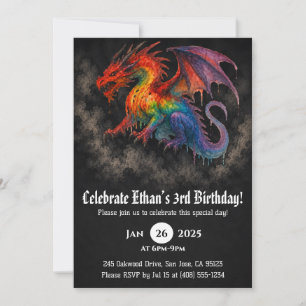 Invitation Anniversaire Dragon Aquarelle