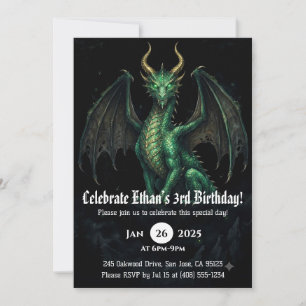 Invitation Anniversaire Dragon Aquarelle