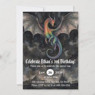 Invitation Anniversaire Dragon Aquarelle