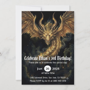 Invitation Anniversaire Dragon Aquarelle