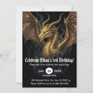 Invitation Anniversaire Dragon Aquarelle