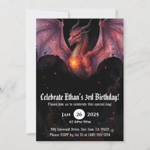 Invitation Anniversaire Dragon Aquarelle