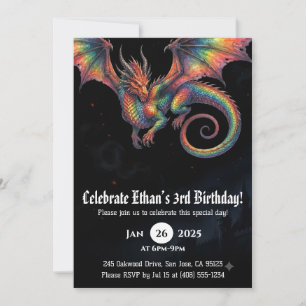 Invitation Anniversaire Dragon Aquarelle