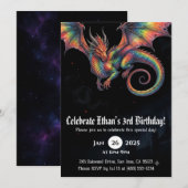 Invitation Anniversaire Dragon Aquarelle (Devant / Derrière)