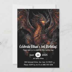 Invitation Anniversaire Dragon Aquarelle