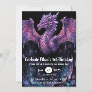 Invitation Anniversaire Dragon Aquarelle