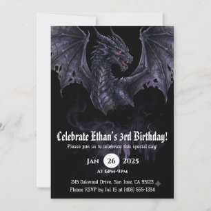 Invitation Anniversaire Dragon Aquarelle