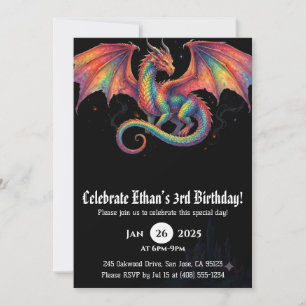 Invitation Anniversaire Dragon Aquarelle
