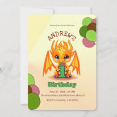 Invitation anniversaire Dragon Orange (Devant)