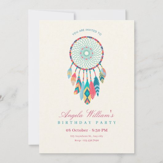 Invitation anniversaire Dreamcatcher (Devant)