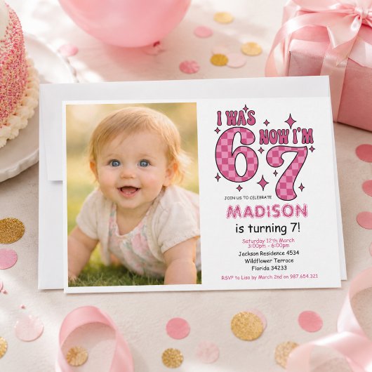 Invitation Anniversaire drôle de 7 ans | “J'avais 6 ans, main