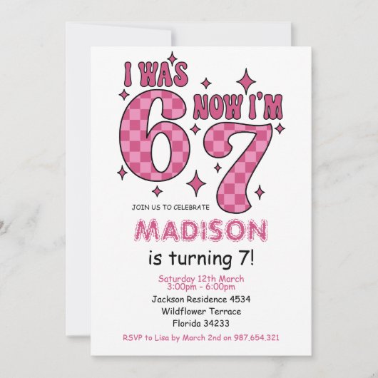 Invitation Anniversaire drôle de 7 ans | “J'avais 6 ans, main (Devant)