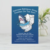 Invitation Anniversaire drôle de requin de toilette (Debout devant)