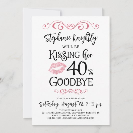 Invitation Anniversaire drôle Embrasser Sa Décennie Adieu (Devant)