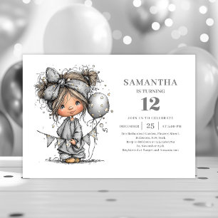Invitation Anniversaire Drôle Fille 10 ans Fête Noir Or
