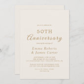 Invitation Anniversaire du 50e Mariage de l'or et de la crème (Devant / Derrière)
