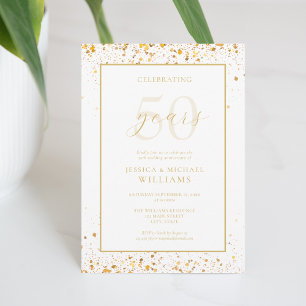Invitation Anniversaire du 50e Mariage d'or Elégant