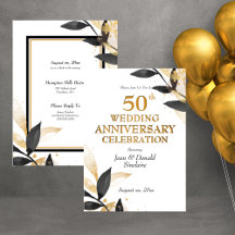 Anniversaire du 50e Mariage d'or, noir et or en