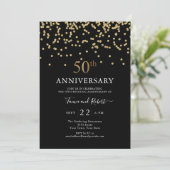 Invitation Anniversaire du 50e Mariage d'or noir moderne (Debout devant)