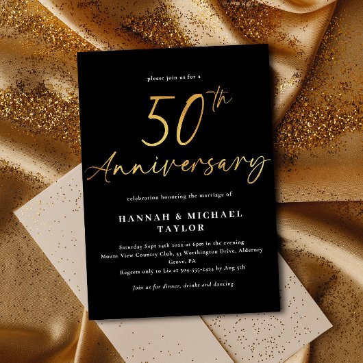 Invitation Anniversaire du 50e Mariage d'or simple