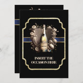 Invitation Anniversaire du baccalauréat | vin mousseux chic (Devant / Derrière)