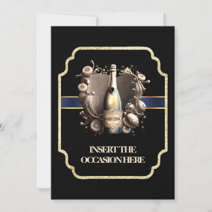 Invitation Anniversaire du baccalauréat   vin mousseux chic