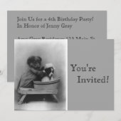 Invitation Anniversaire du bain des chiots Vintages (Devant / Derrière)