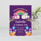 Invitation Anniversaire du ballon arc-en-ciel Cute Dinosaur U (Debout devant)