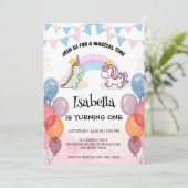 Invitation Anniversaire du ballon arc-en-ciel Cute Dinosaur U (Debout devant)