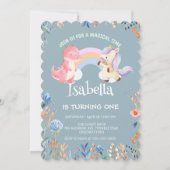 Invitation Anniversaire du ballon arc-en-ciel Cute Dinosaur U (Devant)