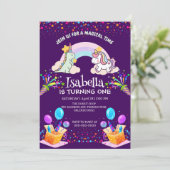 Invitation Anniversaire du ballon arc-en-ciel Cute Dinosaur U (Debout devant)