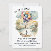 Invitation Anniversaire du ballon haut, haut et loin (Devant)