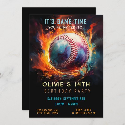Invitation Anniversaire du baseball (Devant / Derrière)