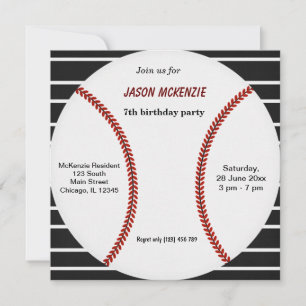 Invitation Anniversaire du baseball